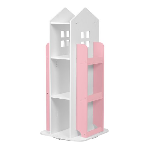 Living and Home Kids' House Frame Rotating Bookshelf in Pink