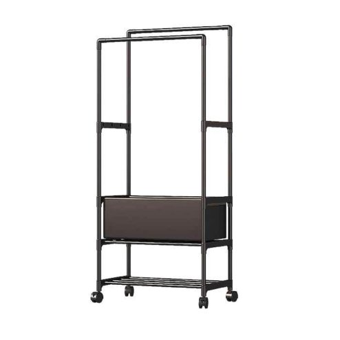 Living and Home Double Rod Metal Clothes Rack on Wheels 57.5cm W