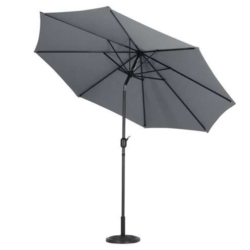 Living and Home 3M Large Rotating Patio Parasol for Outdoor Sunshade and Rain with Floral-Pattern Base