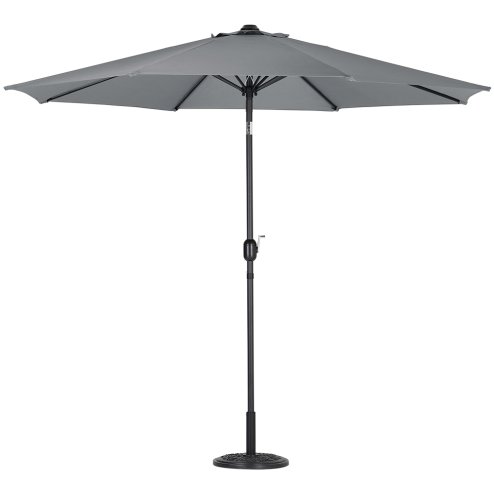 Living and Home 3M Large Rotating Patio Parasol for Outdoor Sunshade and Rain with Floral-Pattern Base