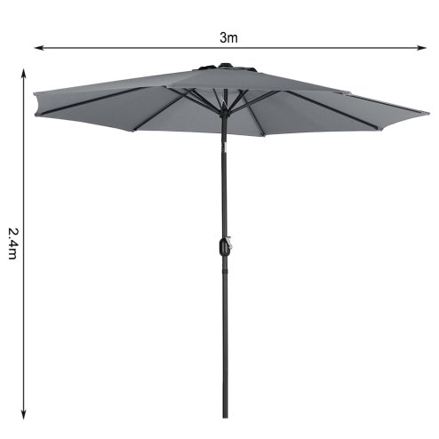Living and Home 3M Large Rotating Patio Parasol for Outdoor Sunshade and Rain with Floral-Pattern Base