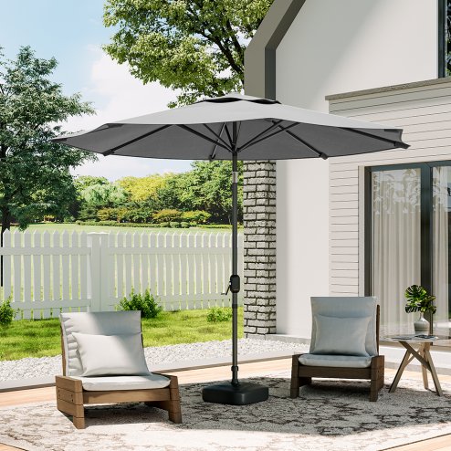 Black Rattan Patio Furniture Set + 3M Rotating Cantilever Parasol with Base Bundle