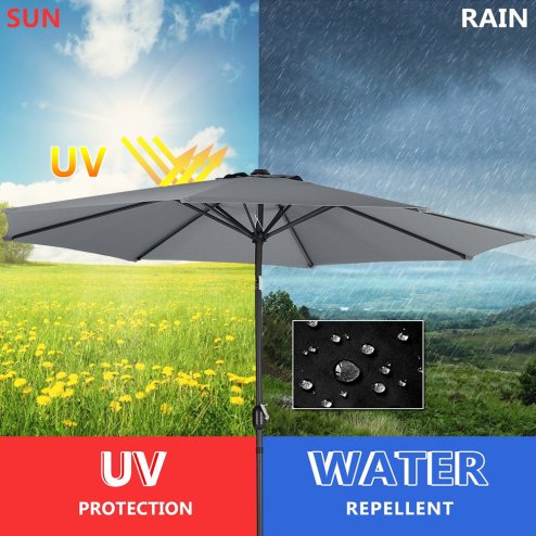 Black Rattan Patio Furniture Set + 3M Rotating Cantilever Parasol with Base Bundle