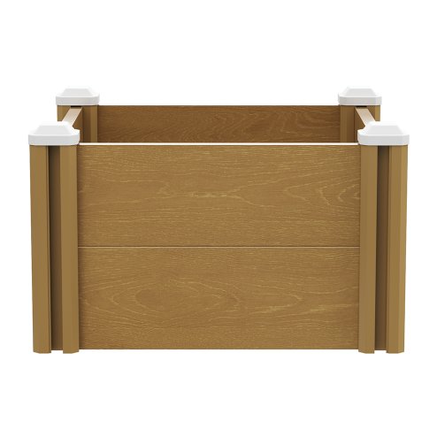 Living and Home 54cm W Square Plastic Wood-Grain Raised Garden Bed Planter, Brown Wood Grain