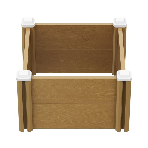 Living and Home 54cm W Square Plastic Wood-Grain Raised Garden Bed Planter, Brown Wood Grain