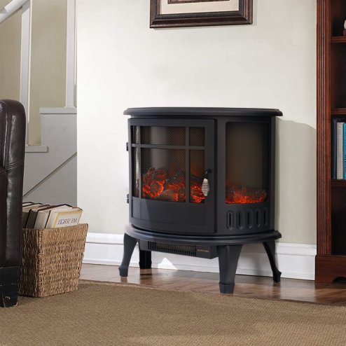 Living and Home 1800W Electric Fireplace Large Heater Stove Freestanding Log Burning Livingroom Heater