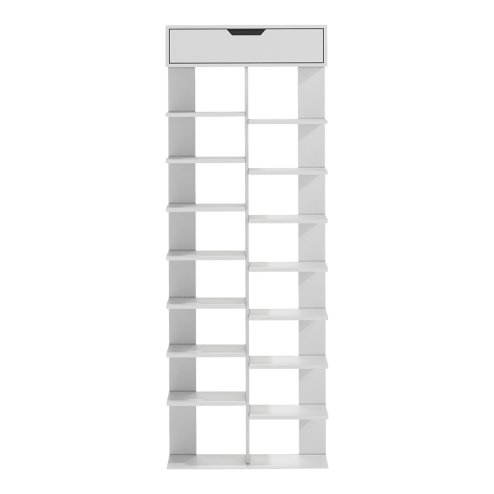 Living and Home 9 Tier Shoe Rack with Drawer Organizer Storage Shelf Hallway Shoe Rack