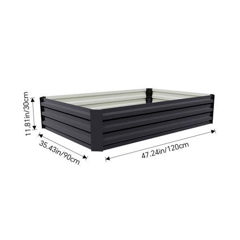 Living and Home 30cm H Rectangular Flower Bed Galvanised Steel Raised Garden Bed, Easy Assembly, Anthracite