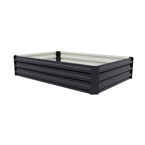 Living and Home 30cm H Rectangular Flower Bed Galvanised Steel Raised Garden Bed, Easy Assembly, Anthracite