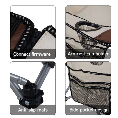 Living and Home Outdoor 2-In-1 Foldable Camping Chair with Footrest, Lounge Chair, Beige