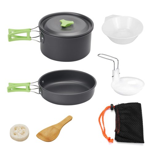 Living and Home 10Pcs Portable Camping Cookware Set, Lightweight Aluminum Alloy