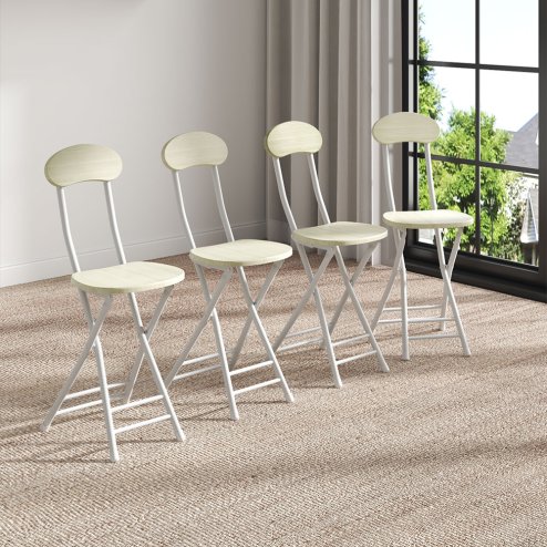 Living and Home 70cm Folding Dining Table and 4 Chairs Space Saving Kitchen Table Chairs Set