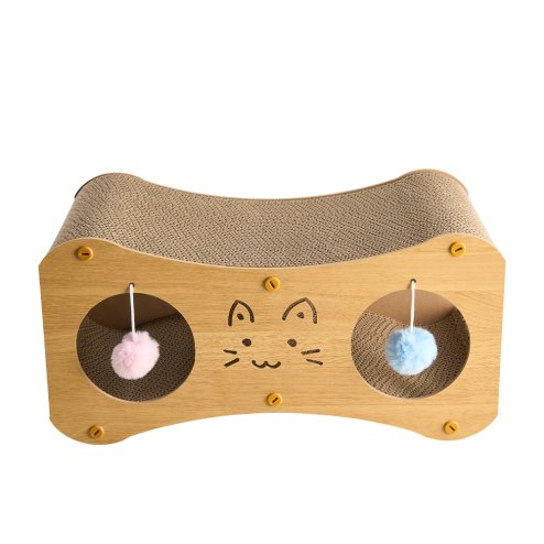 Living and Home Versatile Cat Scratching House with Interactive Toy Balls, 2-in-1 Cat Scratcher Tunnel Bed