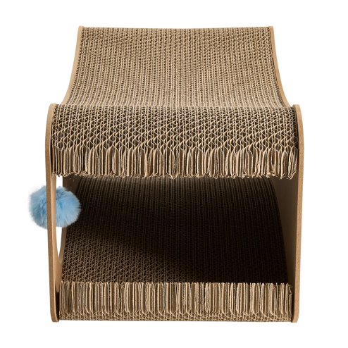 Living and Home Versatile Cat Scratching House with Interactive Toy Balls, 2-in-1 Cat Scratcher Tunnel Bed