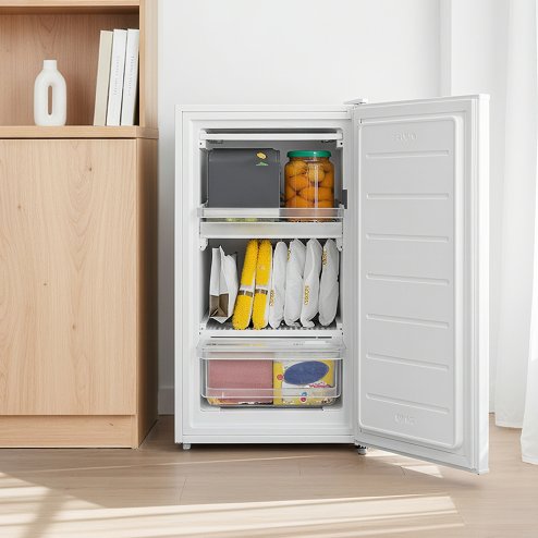 60 L Freestanding Under Counter Upright Freezer, Adjustable Thermostat, White
