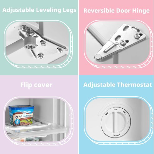 60 L Freestanding Under Counter Upright Freezer, Adjustable Thermostat, White