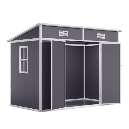 Living and Home 8x4FT Outdoor Plastic Garden Storage Shed, Grey