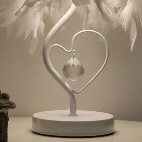 Living and Home Modern Feather Bedside Table Lamp with Metal Base