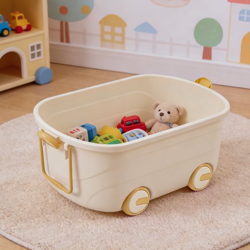 Living and Home Kids Toy Storage Box Trolley with Lid and Wheels