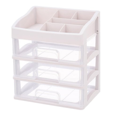 Living and Home Plastic Makeup Organizer with 3 Drawers, Cosmetic Organizer, 27.5cm W x 20cm D x 31cm H