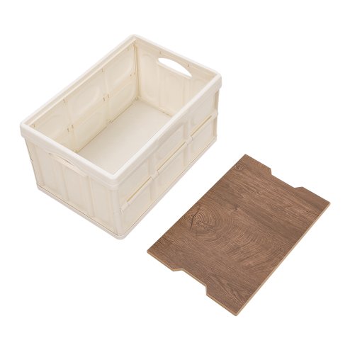 Living and Home 35L Collapsible Outdoor Camping Storage Box Folding Container with Sturdy Wooden Tabletop