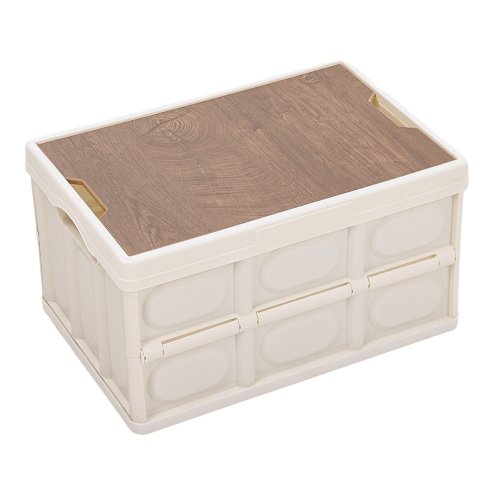 Living and Home 35L Collapsible Outdoor Camping Storage Box Folding Container with Sturdy Wooden Tabletop