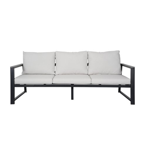 Living and Home 4 Piece Aluminium Outdoor Sofa Set with Glass Table Garden Furniture