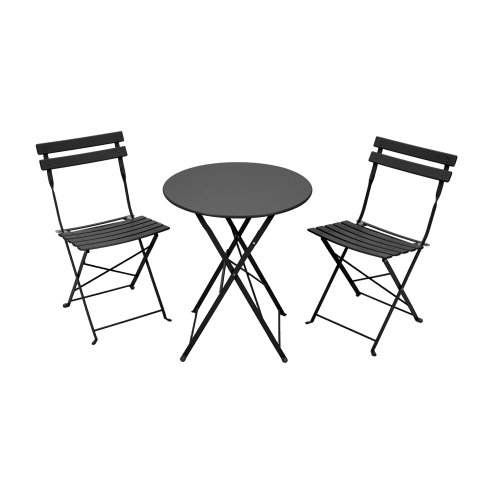 Living and Home 3-Piece Outdoor Folding Bistro Set, Table & Chairs Set, Black