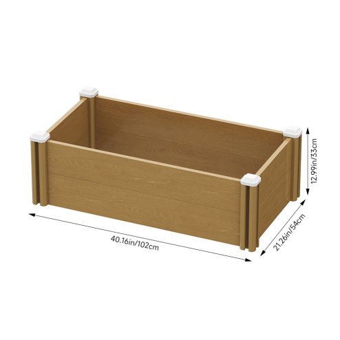 Living and Home 102cm W Rectangular Plastic Wood-Grain Raised Garden Bed Planter
