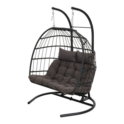 Living and Home 2-Seater Swing Hanging Egg Chair with Metal Stand