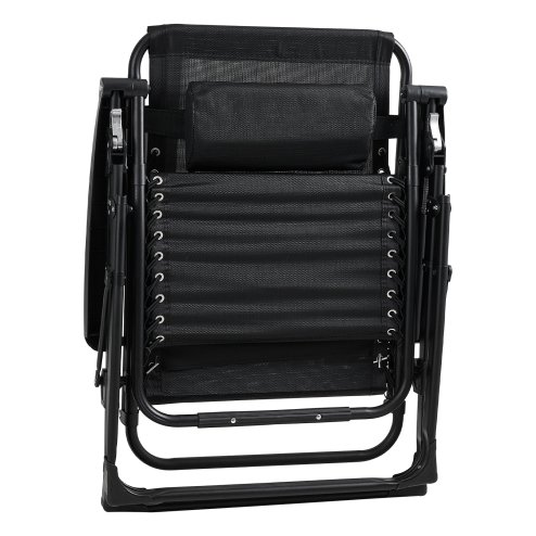 Living and Home Zero Gravity Outdoor Recliner with Seat Cushion & Headrest, Black
