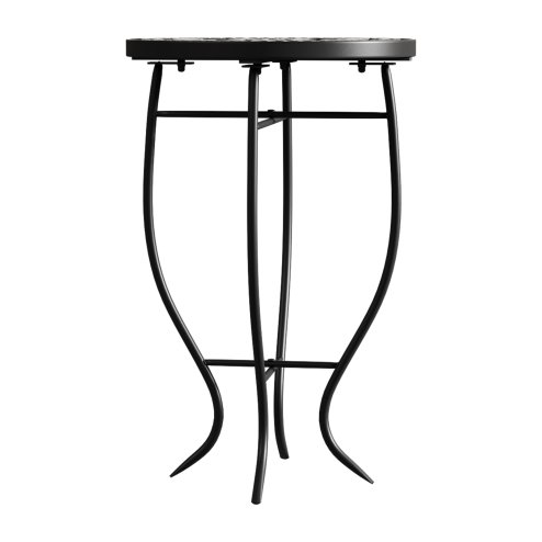 Living and Home Outdoor Mosaic Accent Side Table Round Plant Stand, 36cm Dia x 54cm H