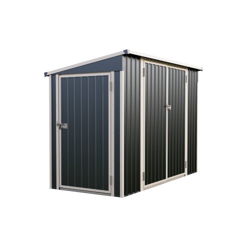 Living and Home 7.55x3.97ft Pent Roof Metal Storage Shed, Outdoor Garden Tool House with Lockable Double Doors & Adjustable Shelves, Anthracite & White