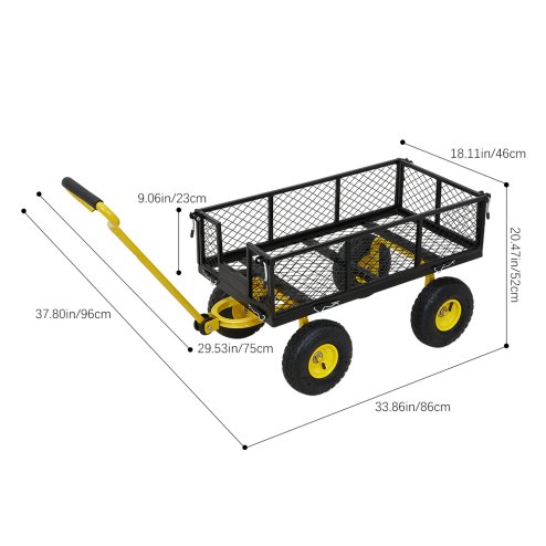Living and Home Heavy Duty Garden Trolley Cart On Wheels