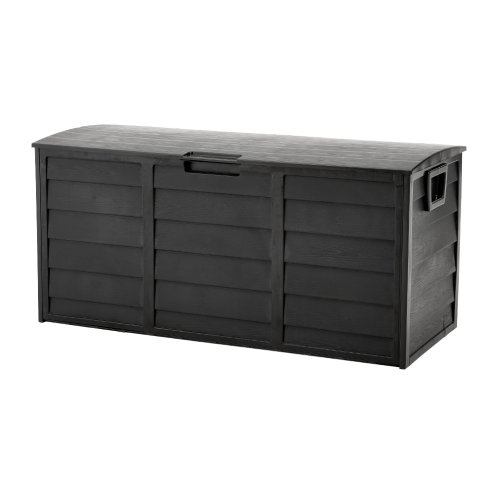Living and Home 290L Waterproof Garden Storage Box Outdoor Storage Deck Box with Wheels, Black