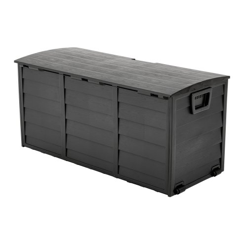 Living and Home 290L Waterproof Garden Storage Box Outdoor Storage Deck Box with Wheels, Black
