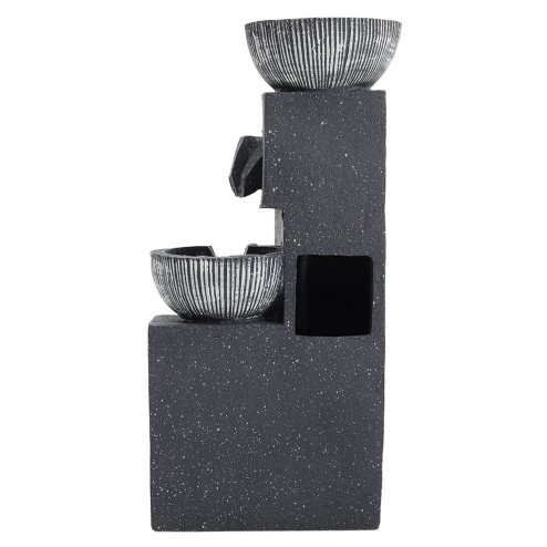 Living and Home Outdoor Solar Power Garden Water Feature Fountain Rockery Decor 4-Tier Bowls with LED Light
