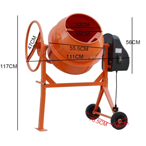 Living and Home 120L Electric Portable Cement Concrete Mixer with Wheels