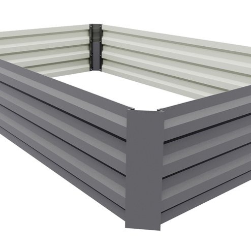 Living and Home 120cm W x 90cm D x 30cm H Galvanised Steel Raised Garden Bed Rectangular Planter Raised Bed, Grey