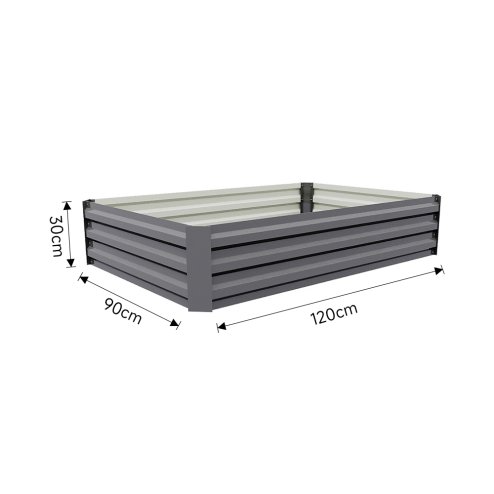 Living and Home 120cm W x 90cm D x 30cm H Galvanised Steel Raised Garden Bed Rectangular Planter Raised Bed, Grey
