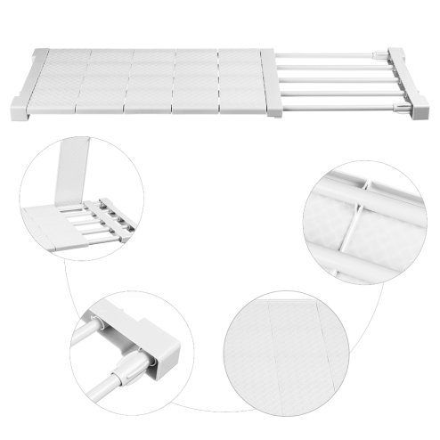 Living and Home White Expandable Closet Tension Shelf Rod and Storage Layer Dividers, 50 W x 25 D (cm)