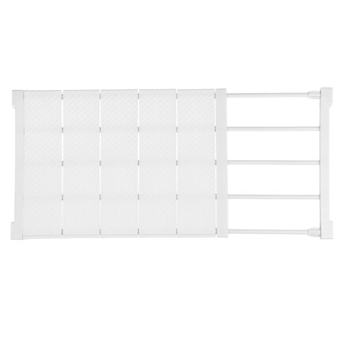 Living and Home White Expandable Closet Tension Shelf Rod and Storage Layer Dividers, 50 W x 25 D (cm)