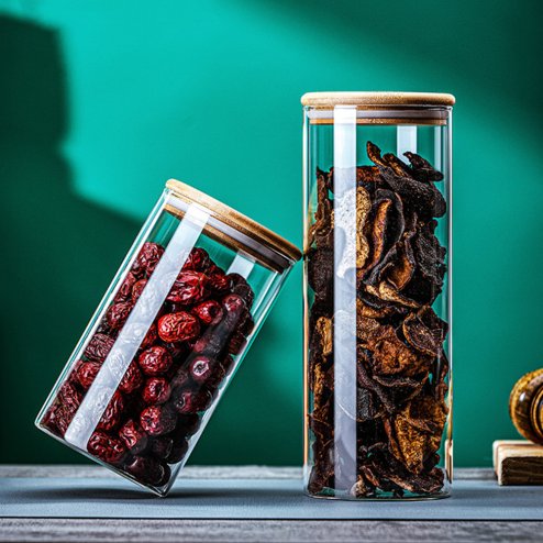 Living and Home 10pcs Glass Storage Jar Set with Bamboo Lids