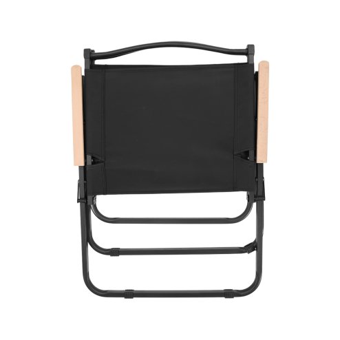Living and Home 120cm X-Shaped Portable Folding Camping Table & Chair Set, 120cm Black Roll Top Table + 4 Folding Kermit Chairs with Wood Armrests, Outdoor Picnic Furniture with Carry Bags