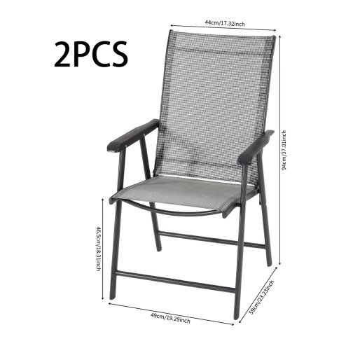 Living and Home 3-Piece Outdoor Tempered Glass Garden Table with Two Foldable Chairs