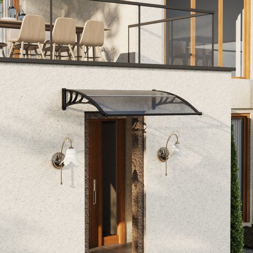 Living and Home Outdoor Door Canopy Window Awning with Drainage Channel, 150cm (W) x 100cm (D) x 28cm (H)