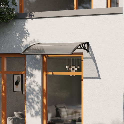 Living and Home Outdoor Door Canopy Window Awning with Drainage Channel, 150cm (W) x 100cm (D) x 28cm (H)
