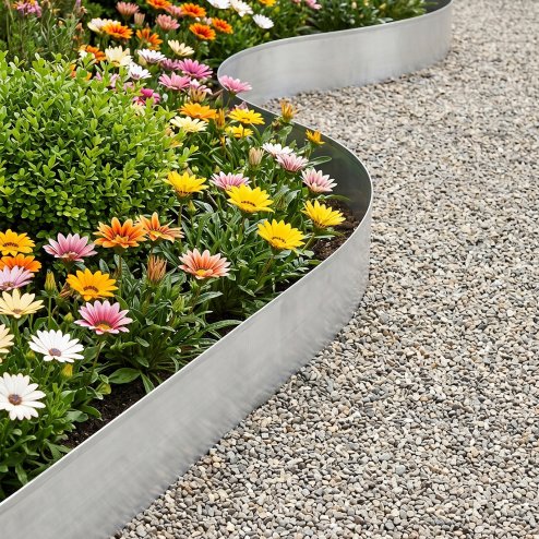 Living and Home Silver Metal Garden Edging, 5m L x 14cm H