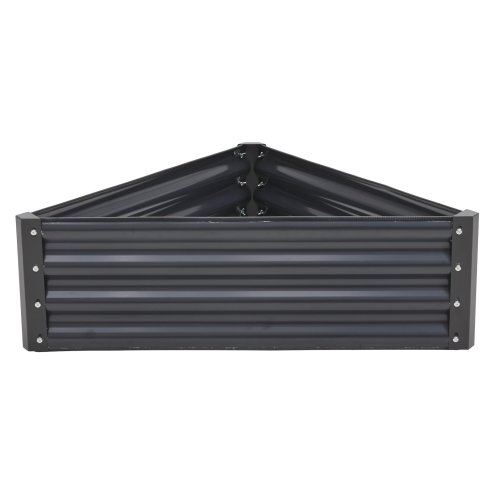 Living and Home Triangular Galvanised Steel Raised Garden Bed Dark Grey, 93.5cm W x 80cm D x 29cm H