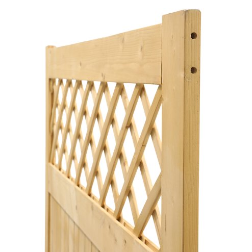 Living and Home Rhombus Garden Wood Fence Gate, Multi Size Options Outdoor Privacy Wooden Garden Gate with Hinges & Latch Hardware